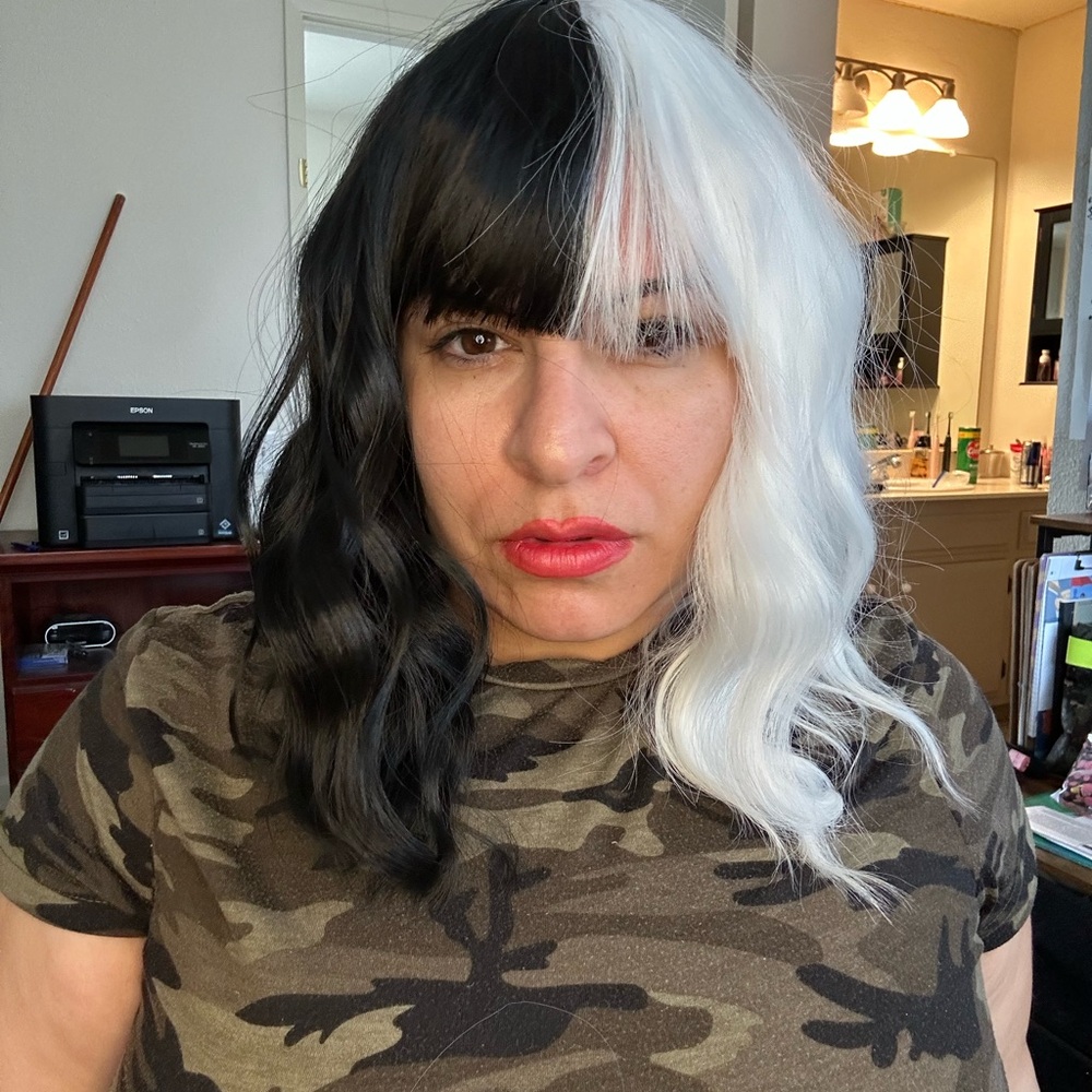 Two-Tone Black and White Wig